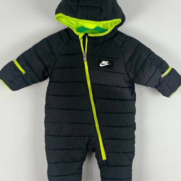 Nike Kids Unisex Baby Toddler Snowsuit Jumpsuit Size 3/6M Black Long Sleeve Zip - Picture 1 of 9